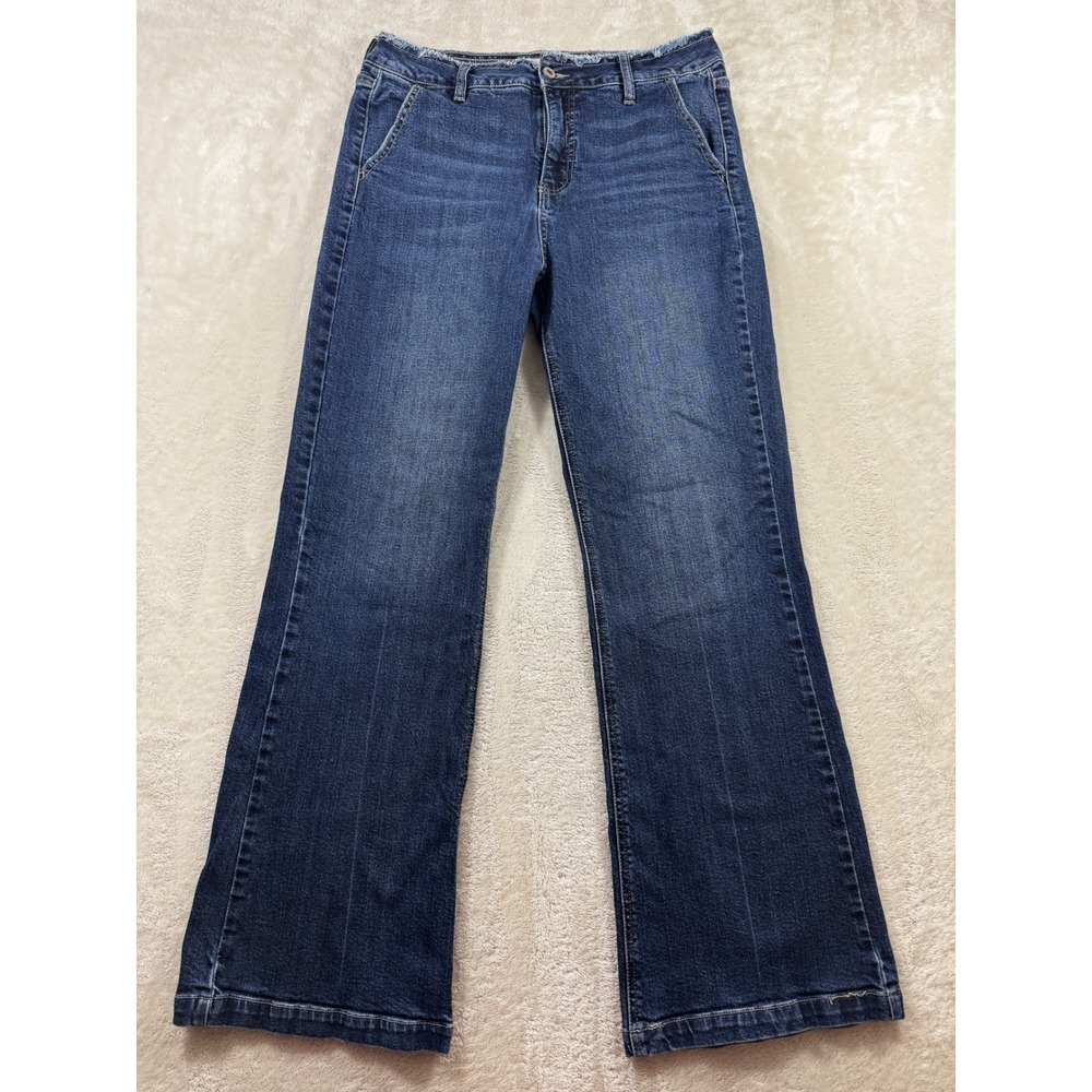 Kancan Womens Wide Leg Frayed Waist Dark Wash Jeans 11/29 Meas: 32x31.5